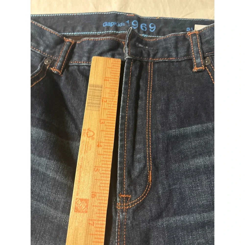 Gap 1969 Straight Leg Jeans Kids 16 Dark Wash Indigo‎  Whiskered Denim